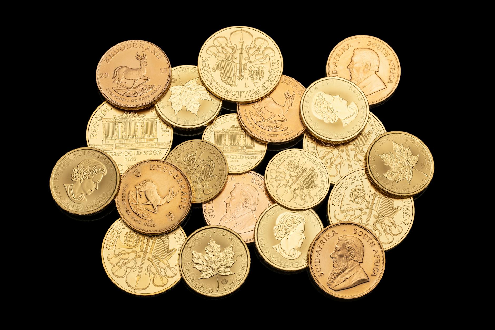 Assorted gold coins