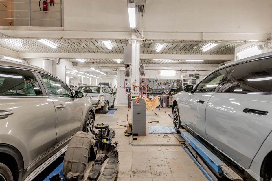 Car repair and maintenance workshop interior