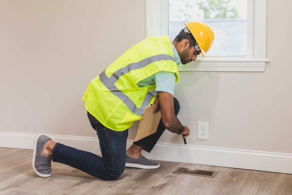 Home inspector checking renovation work before a house sale