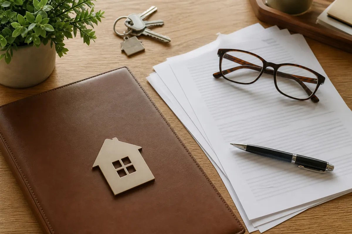 House keys and legal documents arranged for a home sale