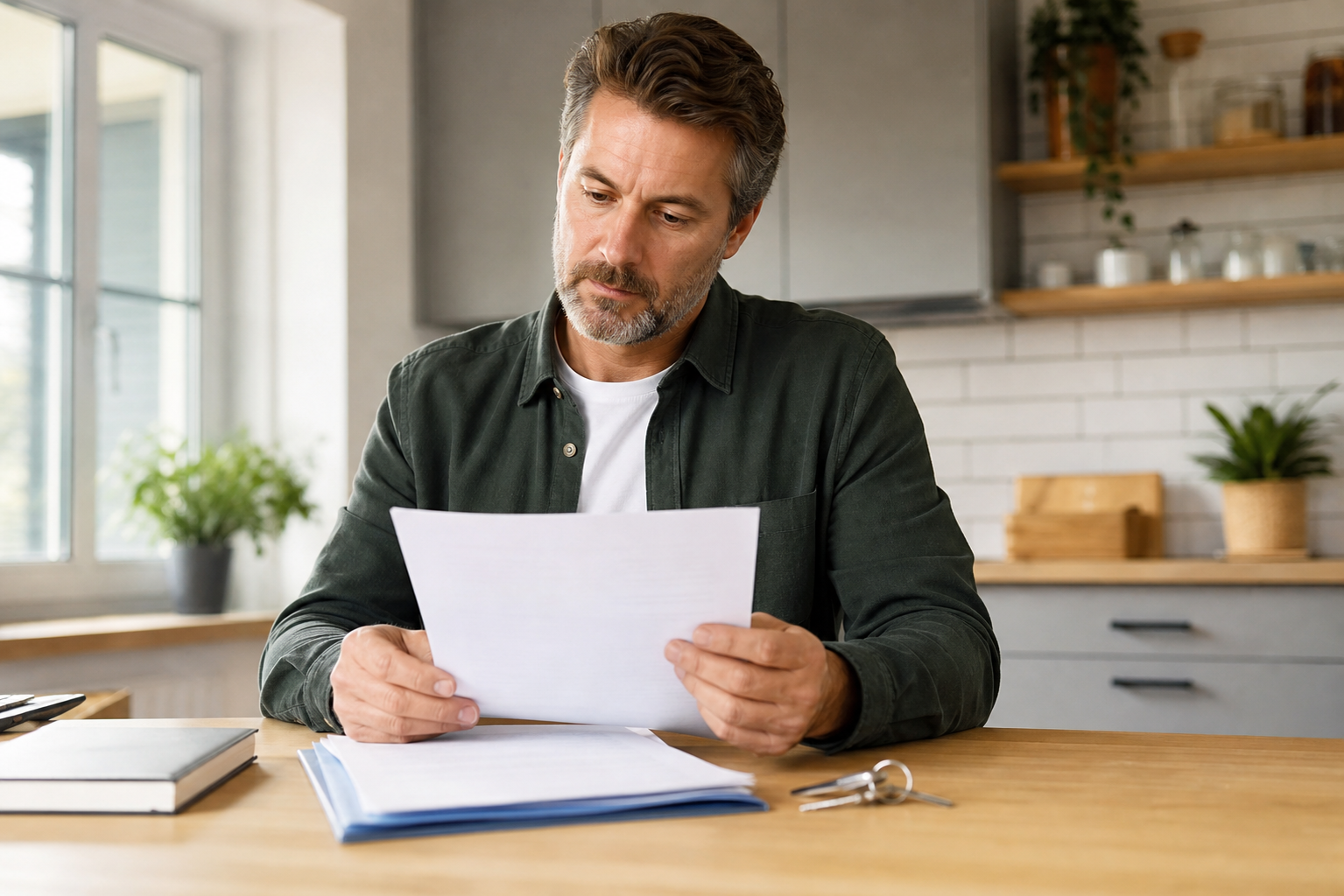 Lease paperwork and keys on a table for a tenant occupied home sale