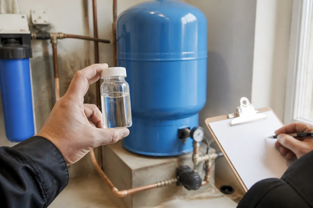 Water sample prepared for shared well testing