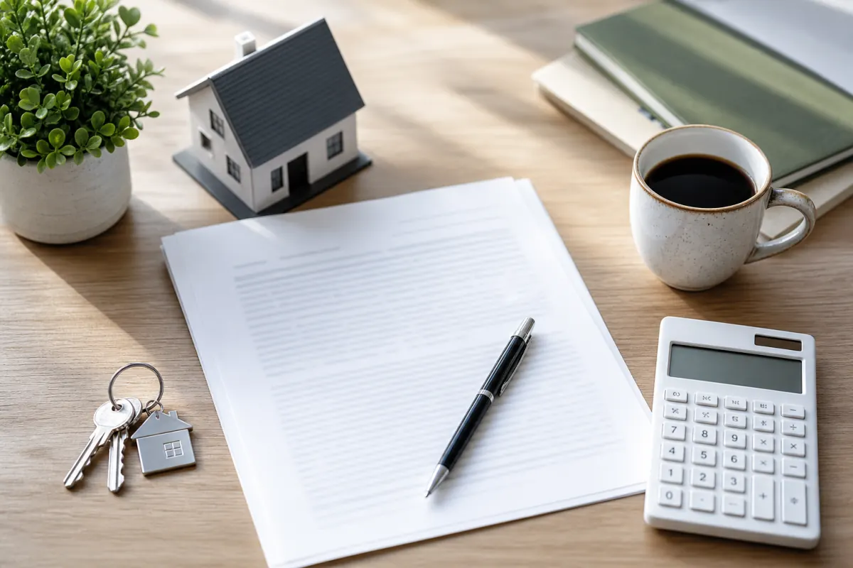 Keys and paperwork arranged for a VA loan home sale closing