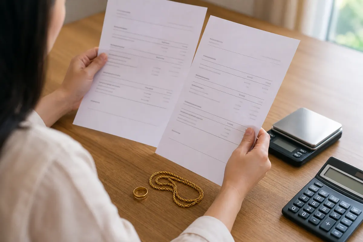 Comparing purchase offers for unmarked gold jewelry