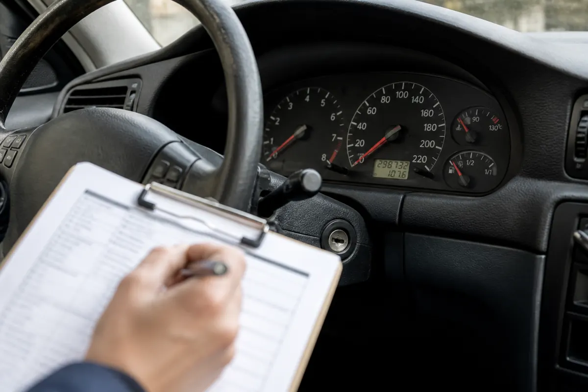 Inspection of a high-mileage used car