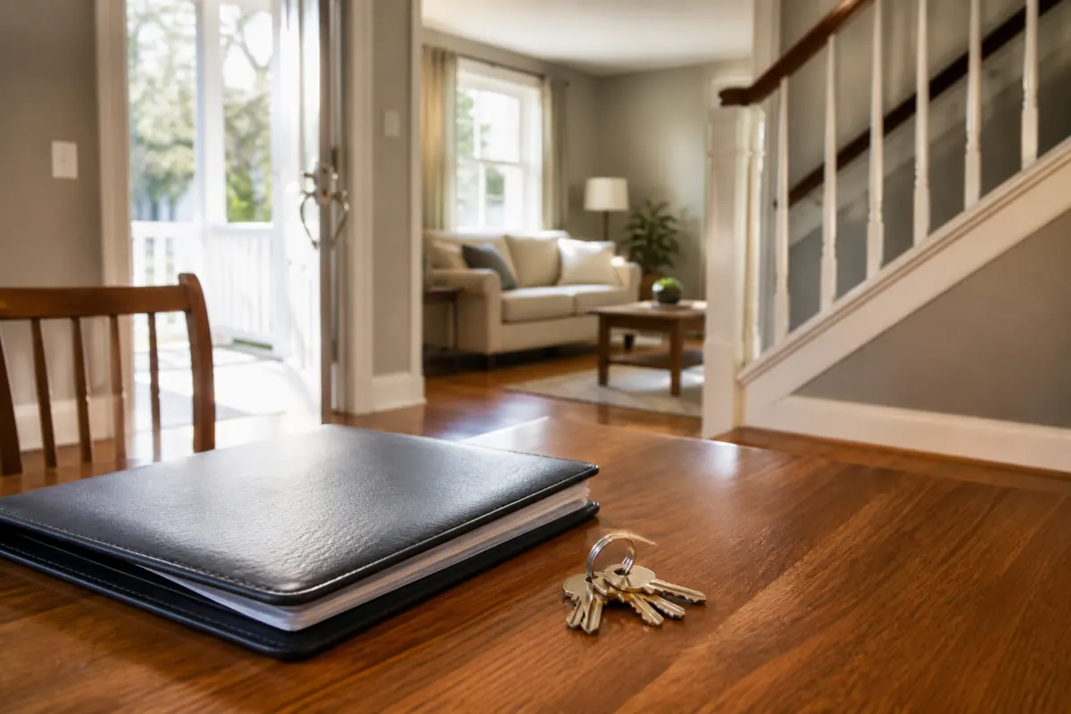 House keys and settlement folder ready for closing