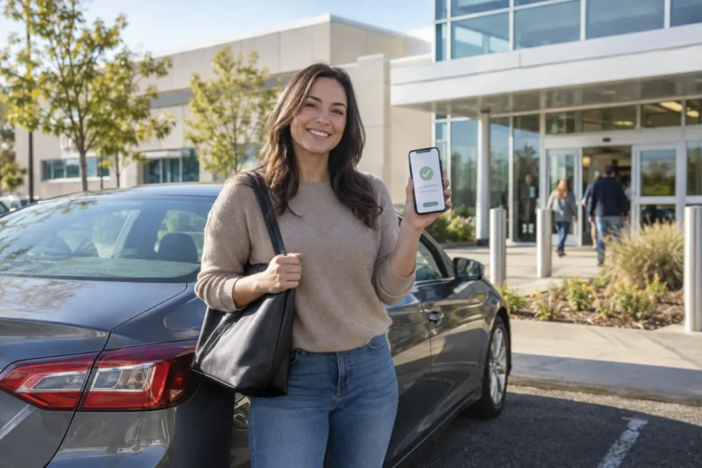 Car owner using an electronic vehicle title transfer