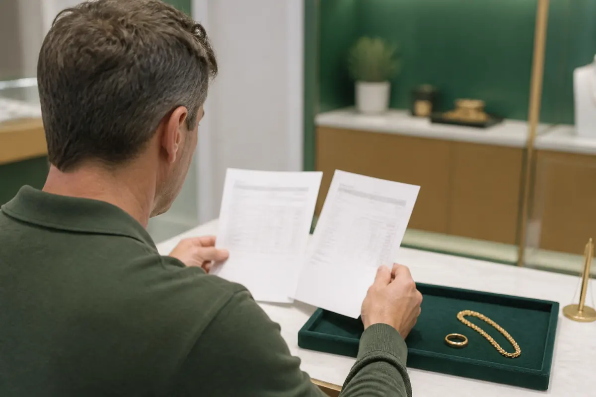 Gold seller comparing two written offers