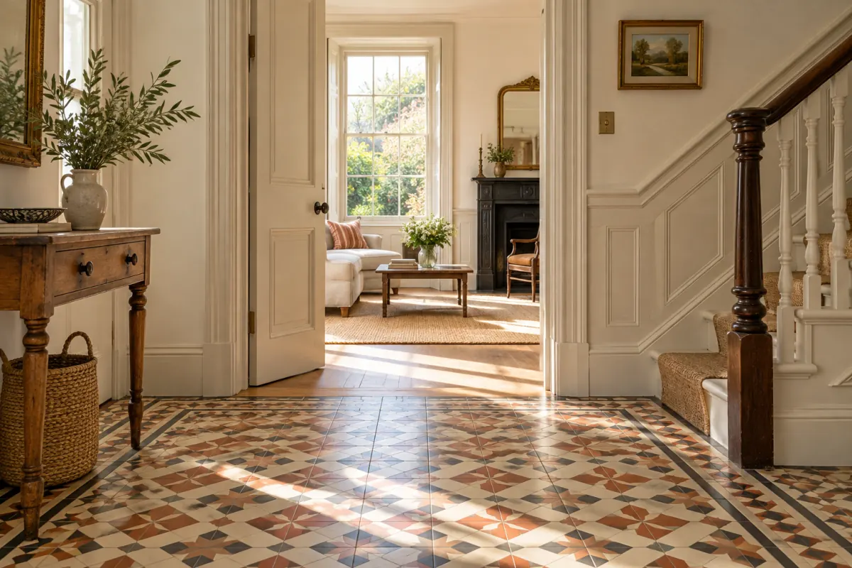 Intact floor tile in an older home