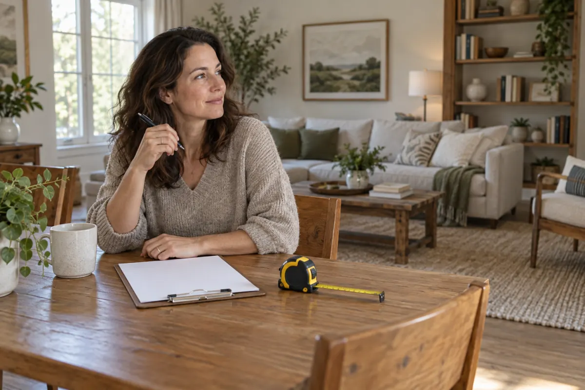 Homeowner documenting furniture before selling a house